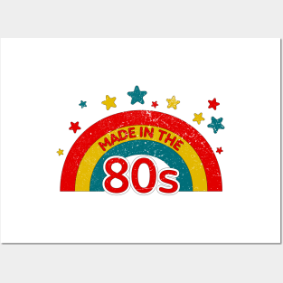 Made in the 80s with Retro Rainbow Colors (Distressed) Posters and Art